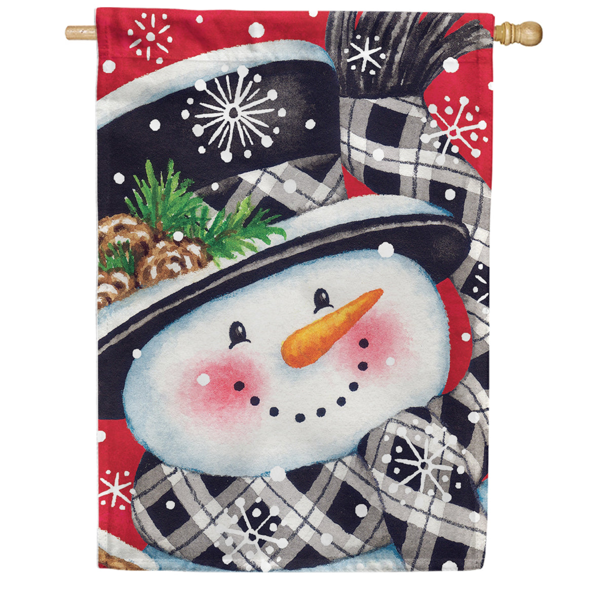 Custom Decor House Flag - Black & Red Snowman