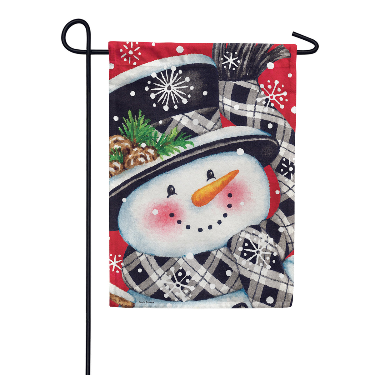Custom Decor Garden Flag - Black & Red Snowman