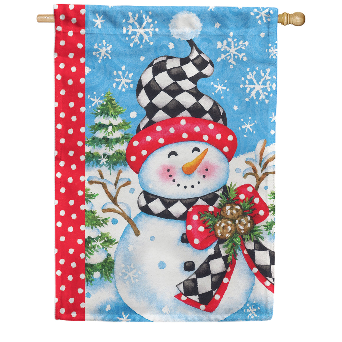 Custom Decor House Flag - Checkered Snowman
