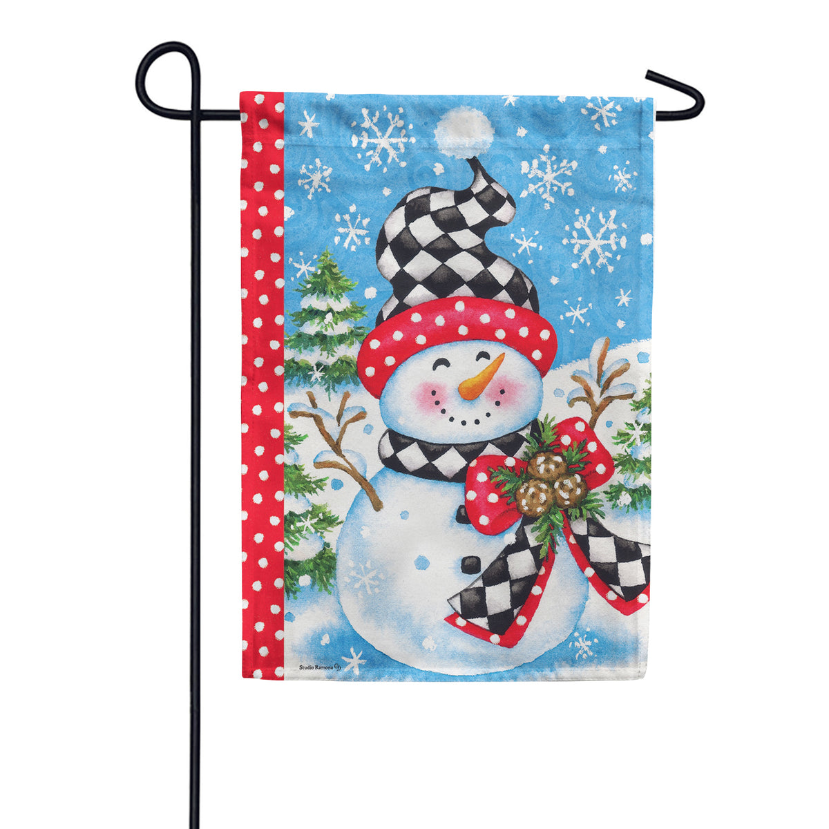 Custom Decor Garden Flag - Checkered Snowman
