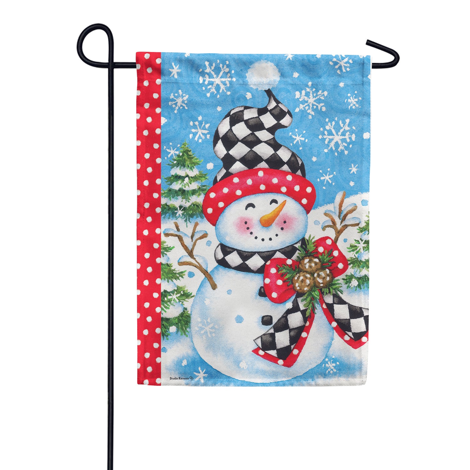 Custom Decor Garden Flag - Checkered Snowman