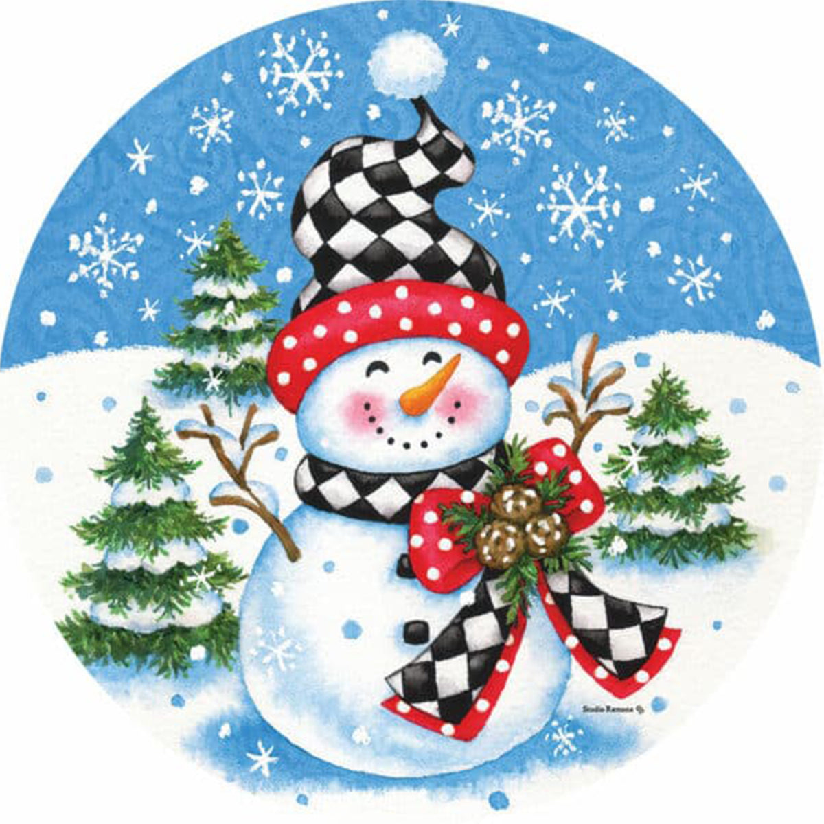 Custom Decor Accent Magnet - Checkered Snowman