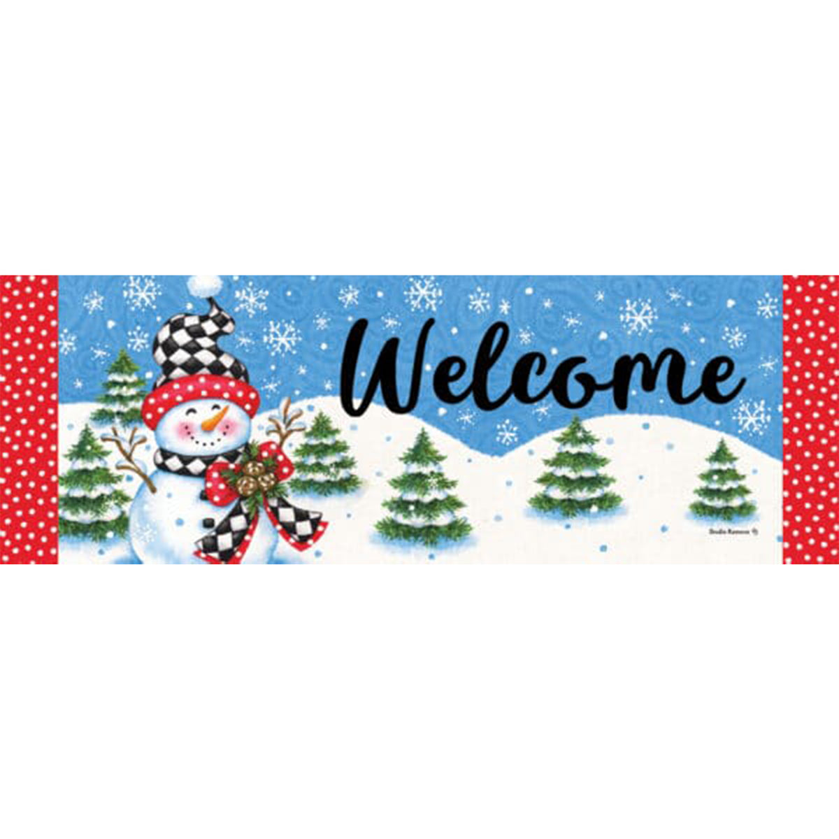 Custom Decor Checkered Snowman Signature Sign