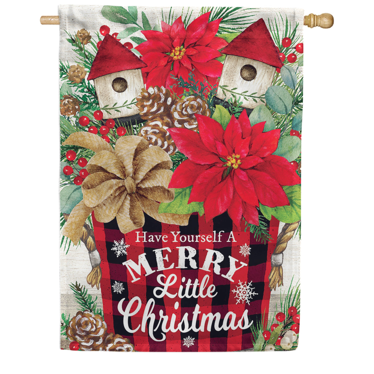 Custom Decor House Flag - Poinsettia Arrangement