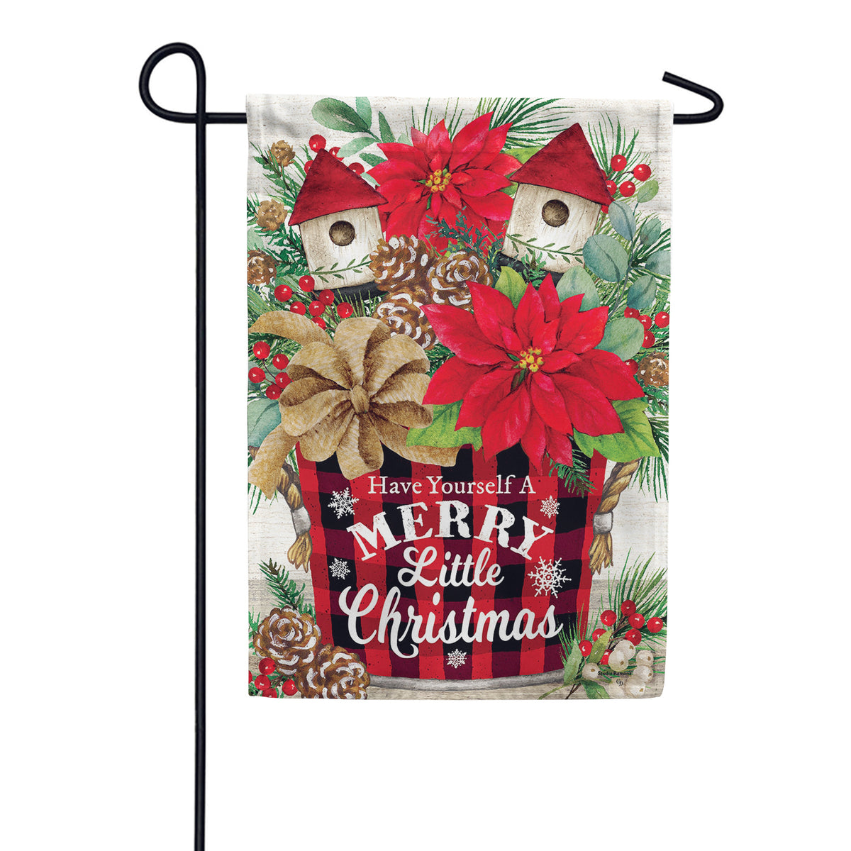 Custom Decor Garden Flag - Poinsettia Arrangement