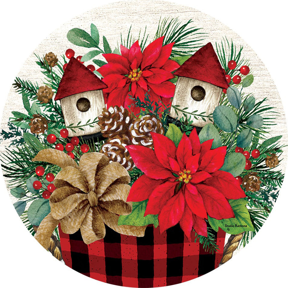 Custom Decor Accent Magnet - Poinsettia Arrangement
