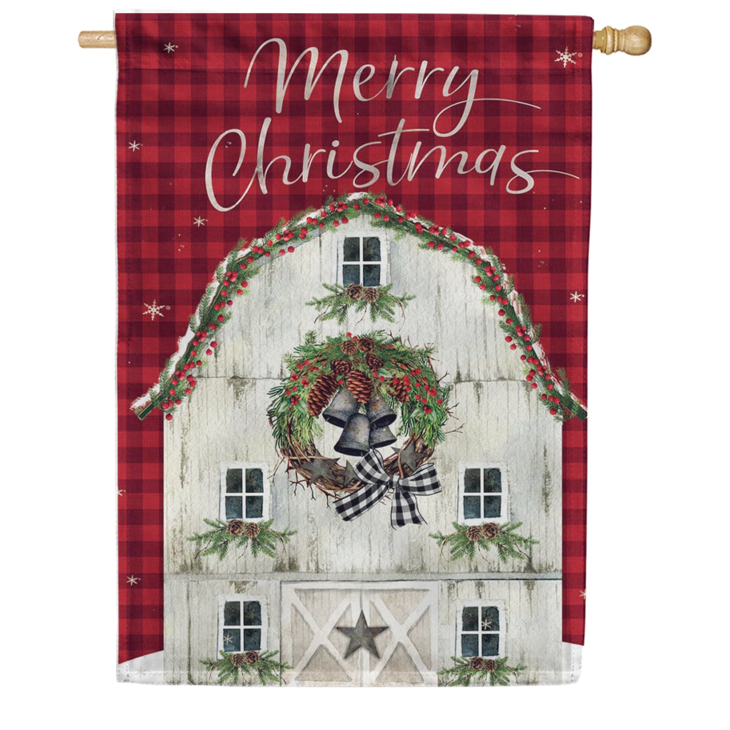 Custom Decor House Flag - Christmas Barn