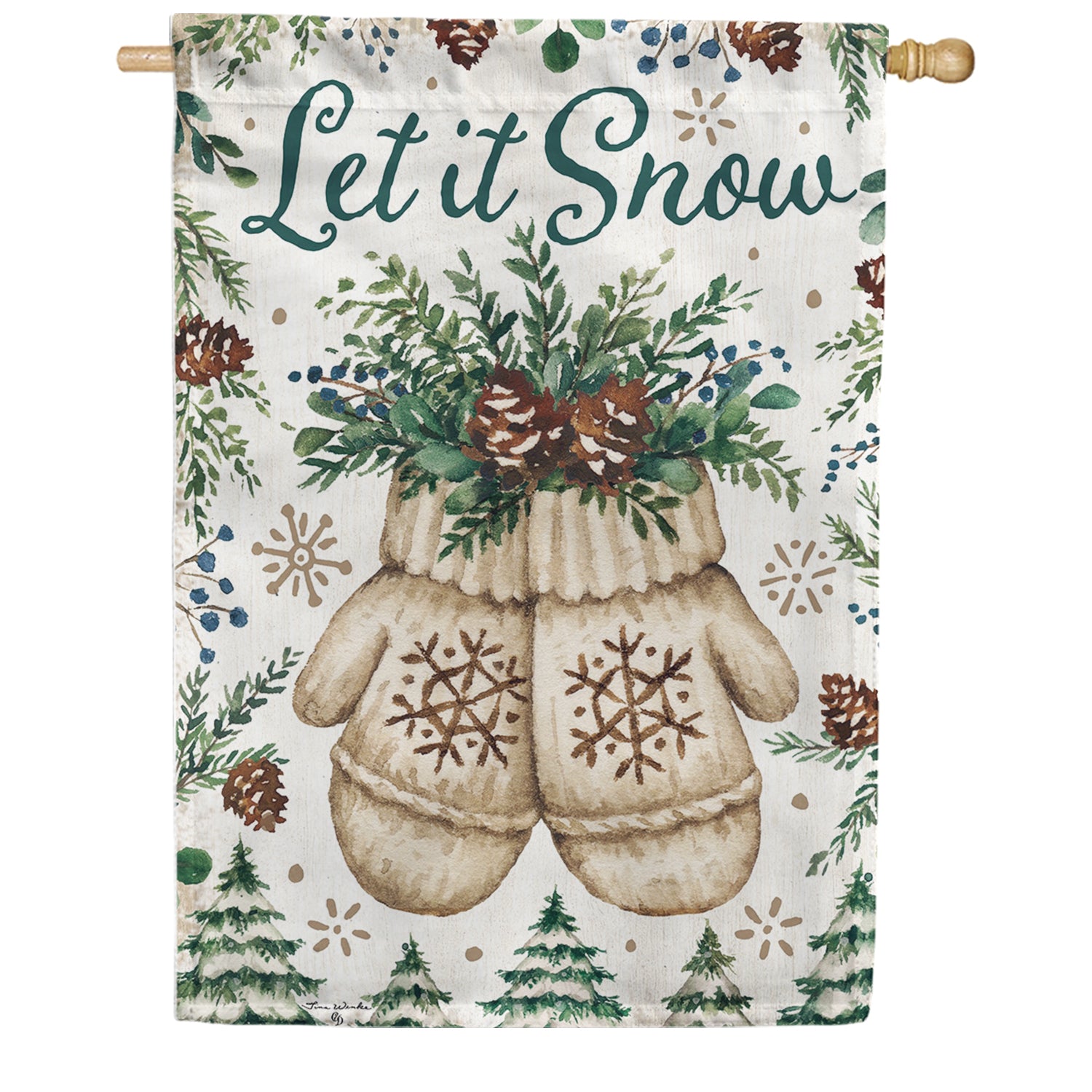 Custom Decor House Flag - Mittens & Pinecones