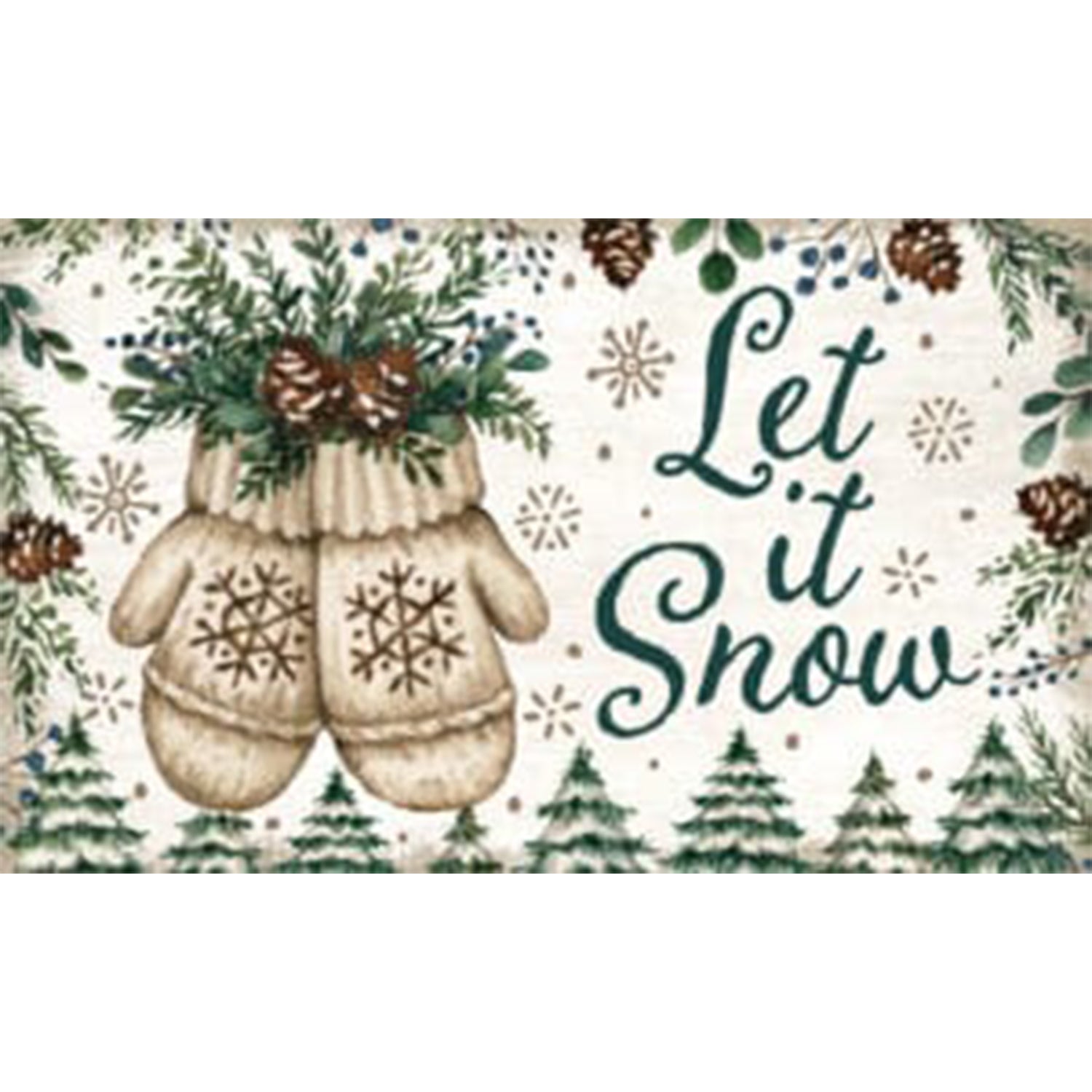 Custom Decor Mat - Mittens & Pinecones