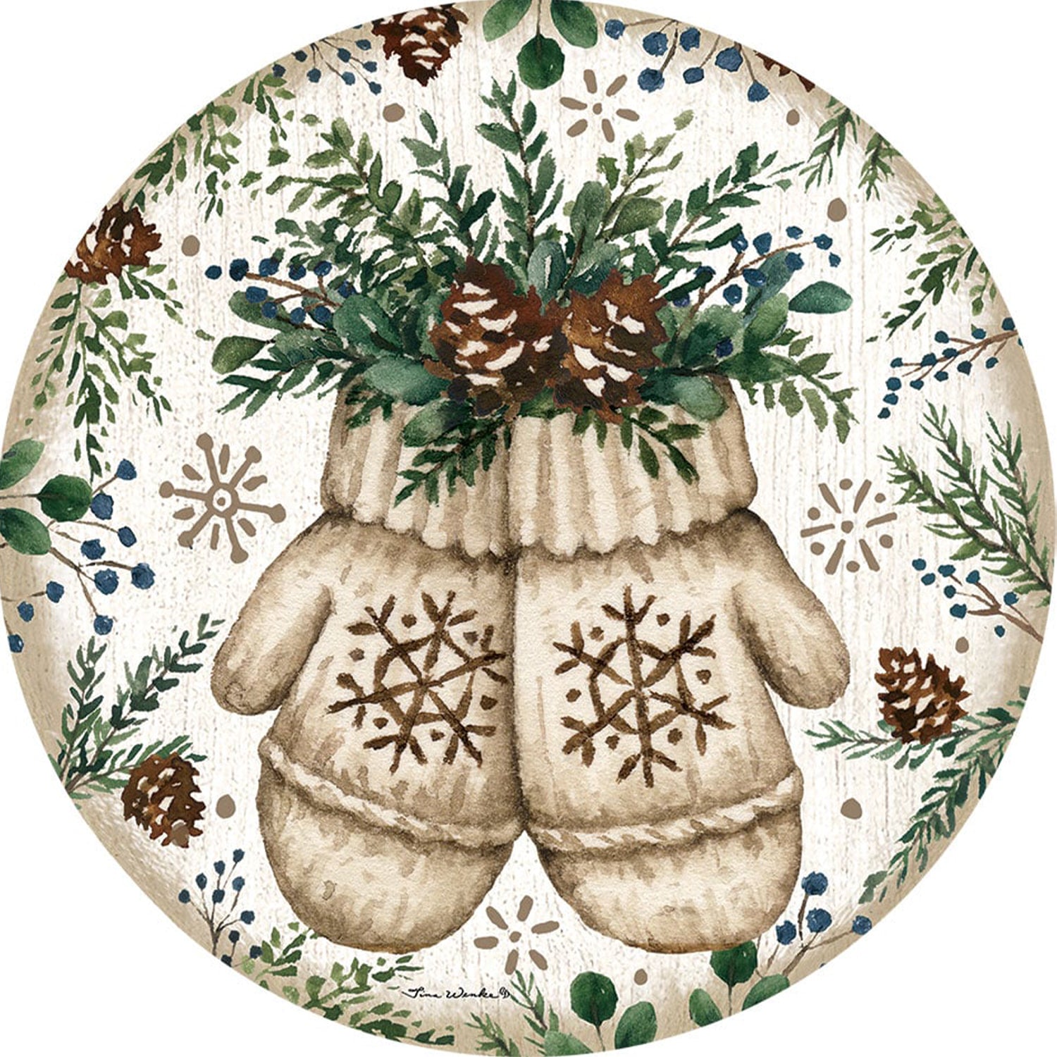 Custom Decor Accent Magnet - Mittens & Pinecones