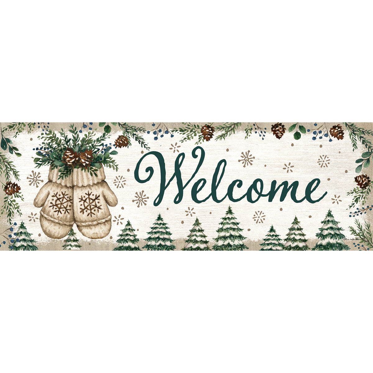 Custom Decor Mittens & Pinecones Signature Sign