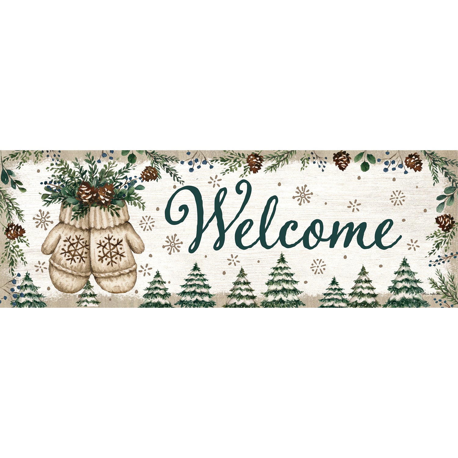 Custom Decor Mittens & Pinecones Signature Sign