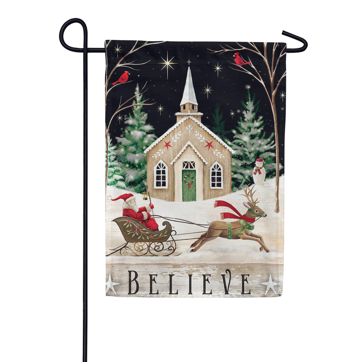 Custom Decor Garden Flag - Church and Sleigh