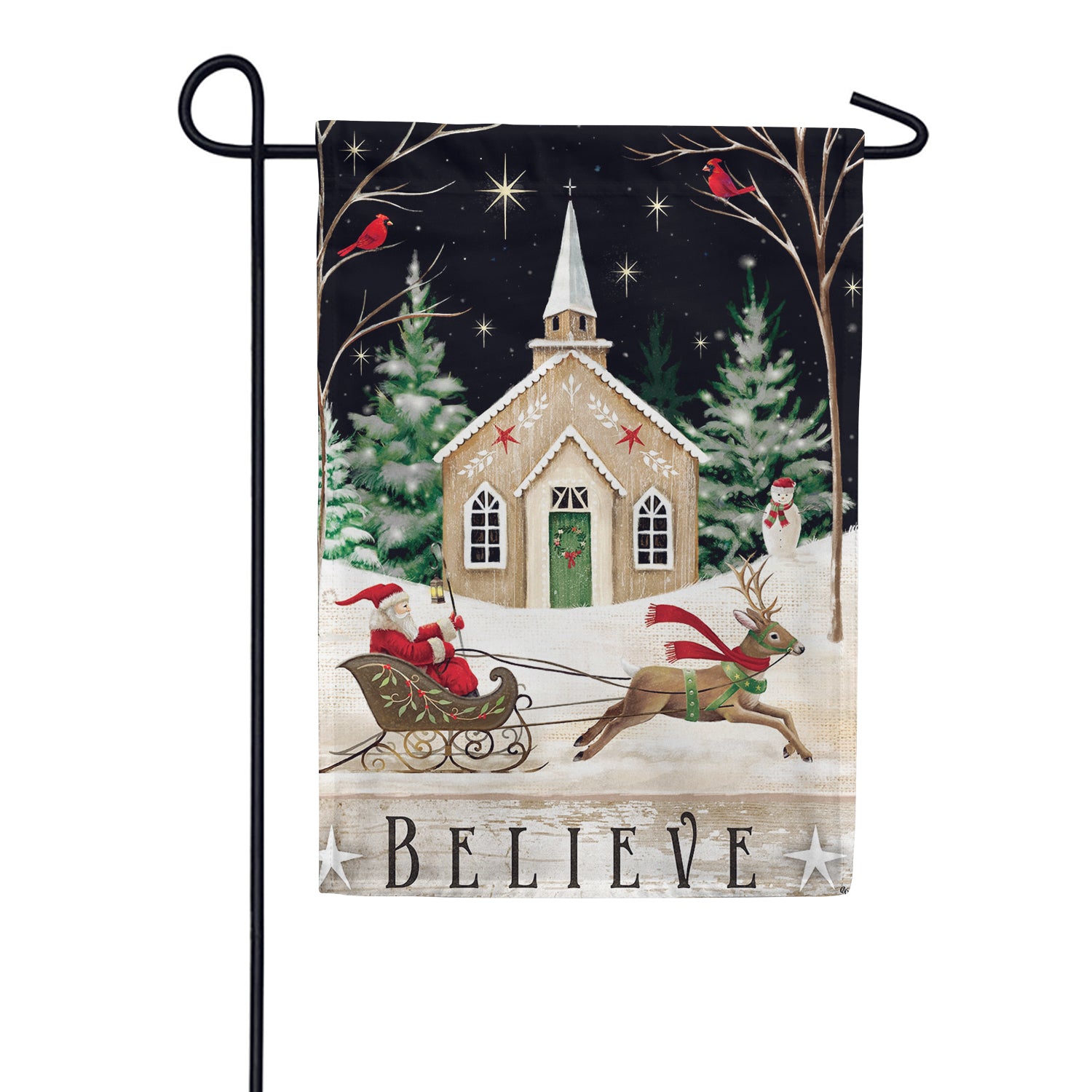 Custom Decor Garden Flag - Church and Sleigh