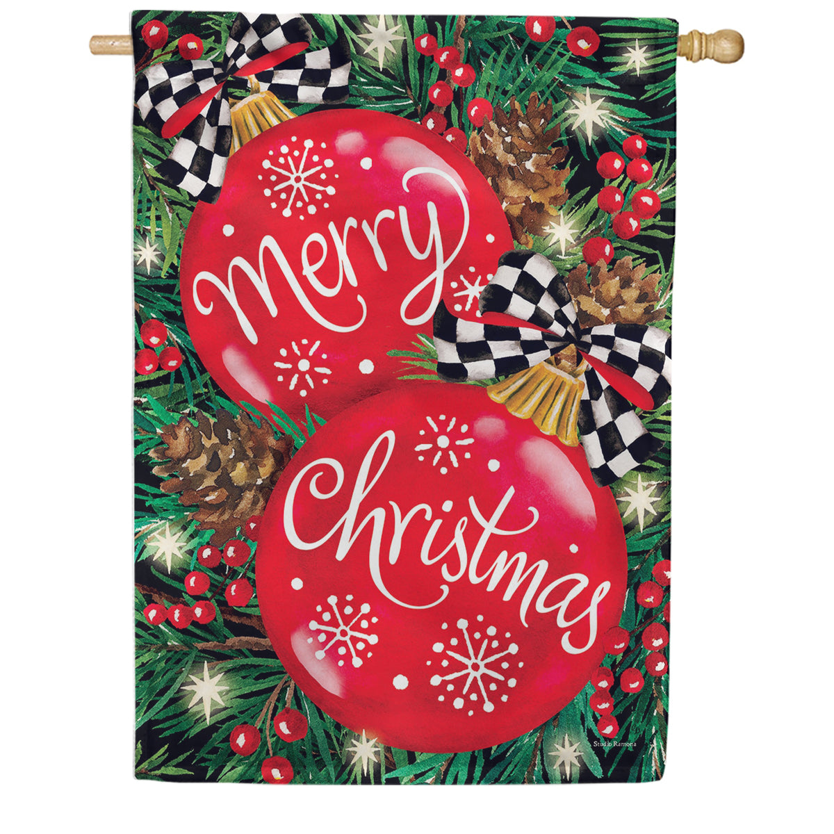 Custom Decor House Flag - Red Ornaments