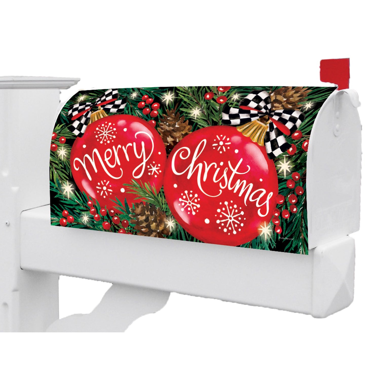 Custom Decor Red Ornaments Mailbox Makeover