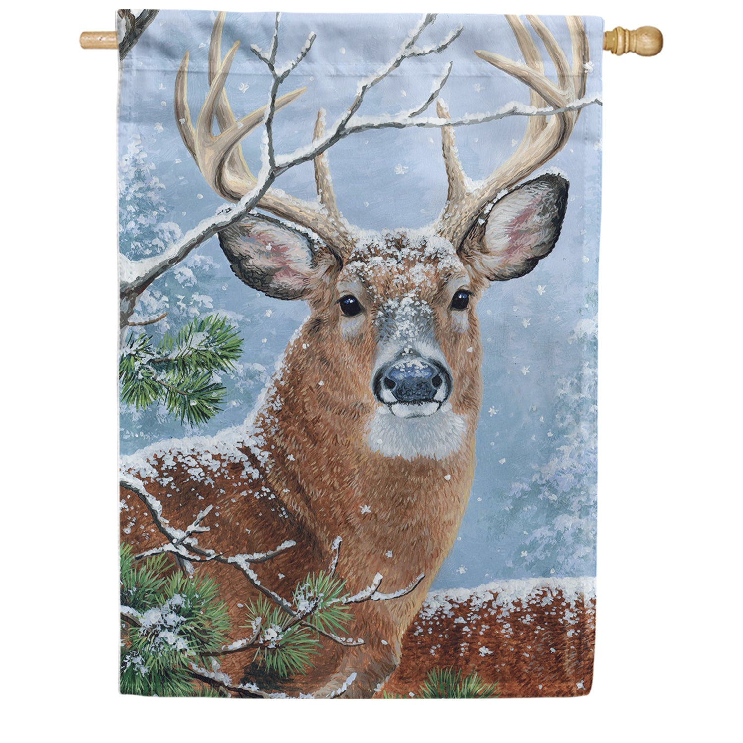 Custom Decor House Flag - Winter Whitetail