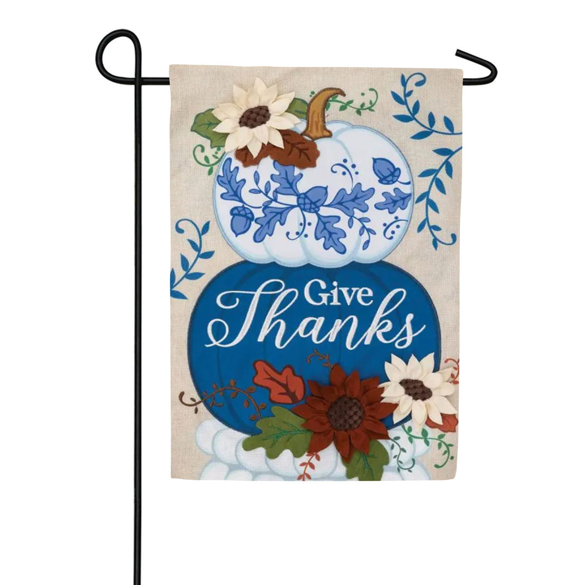 Custom Decor Burlap Garden Flag - Chinoiserie Pumpkin