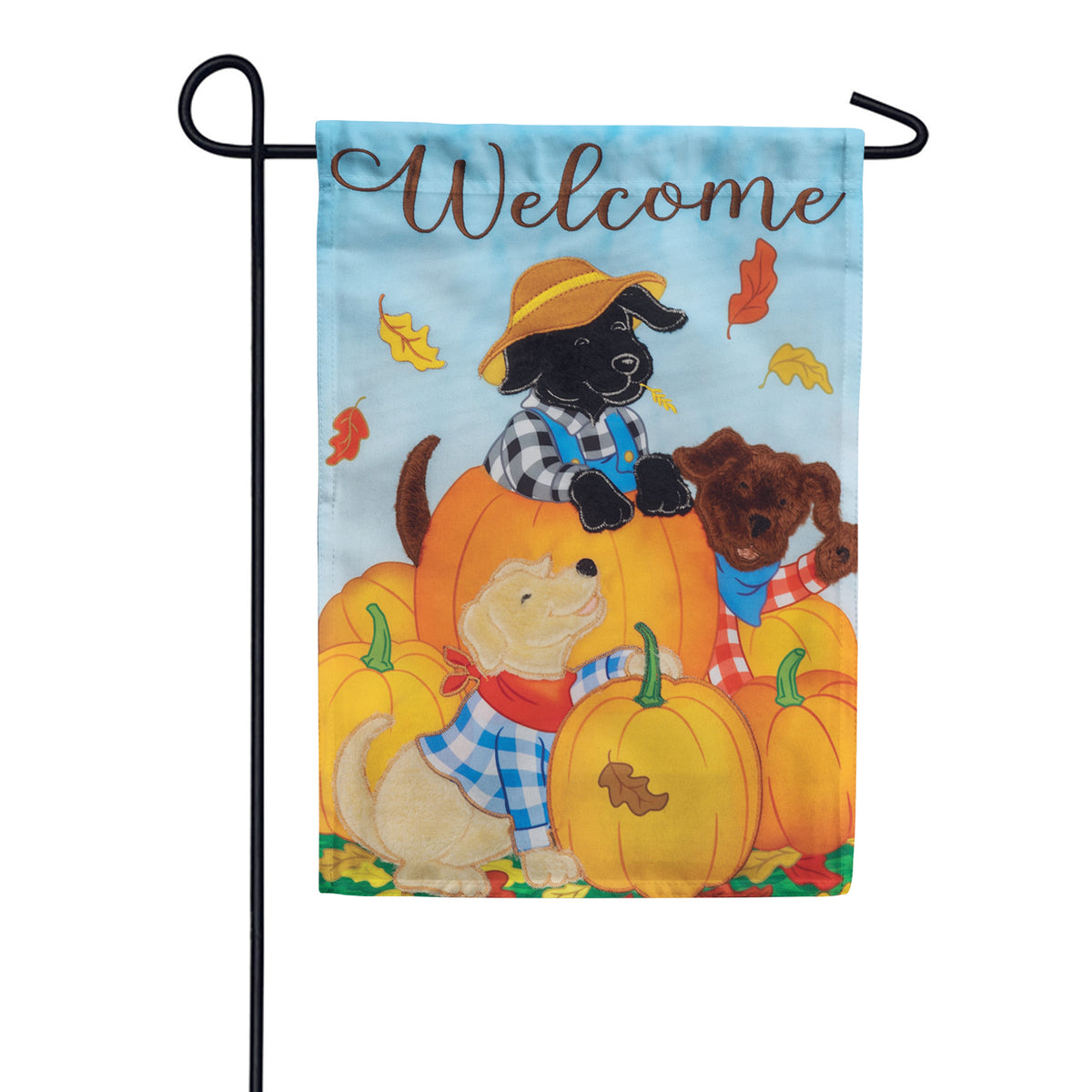Custom Decor Applique Garden Flag - Pumpkins and Dogs