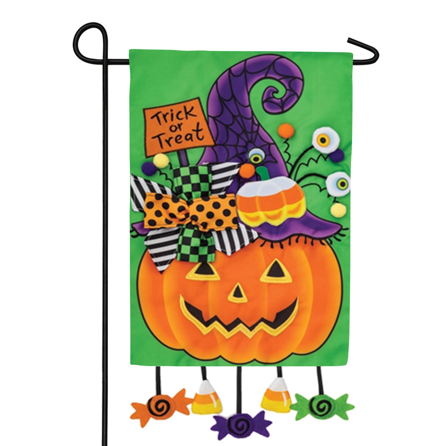 Custom Decor Applique Garden Flag - Pumpkin Candy
