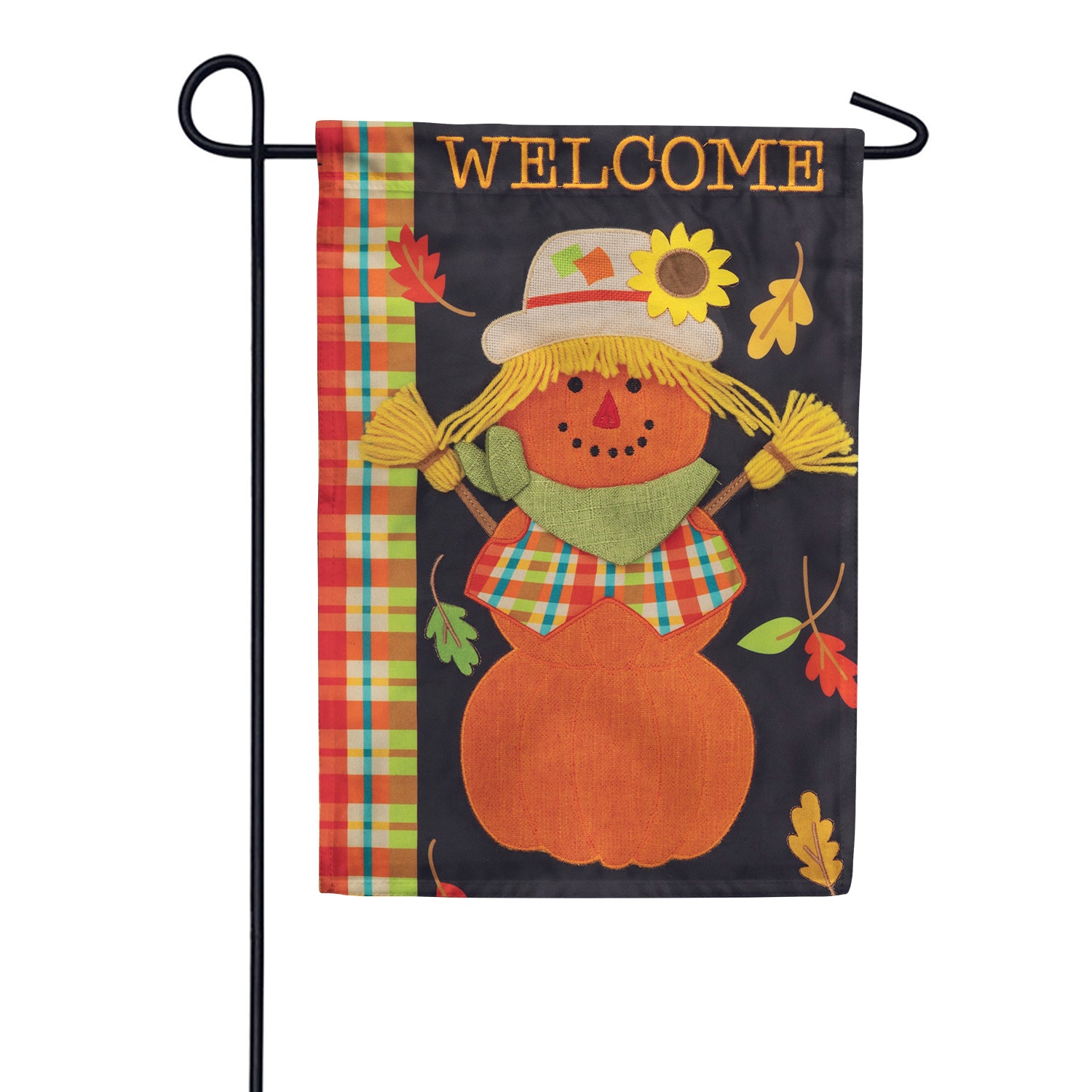 Custom Decor Applique Garden Flag - Scarecrow Pumpkin
