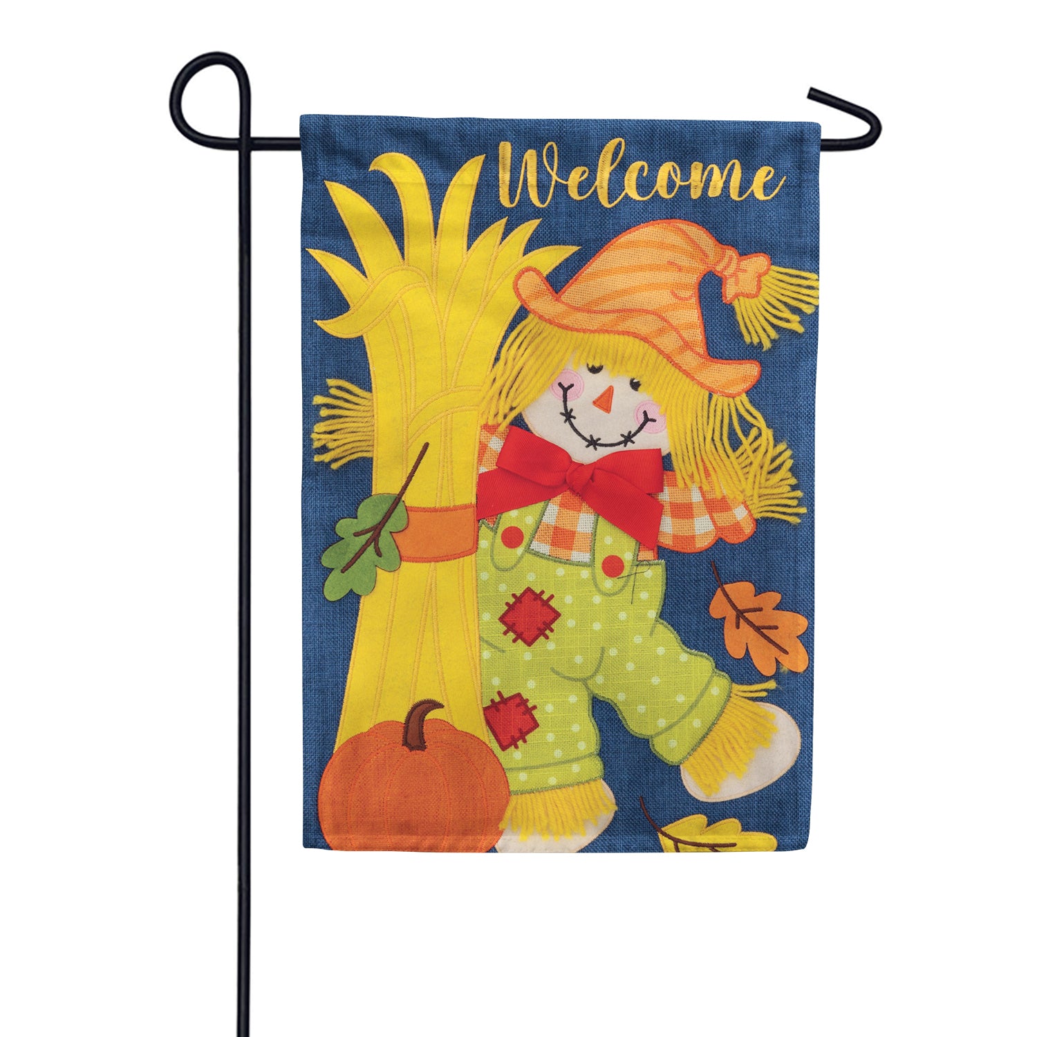 Custom Decor Applique Garden Flag - Scarecrow Corn Stalks