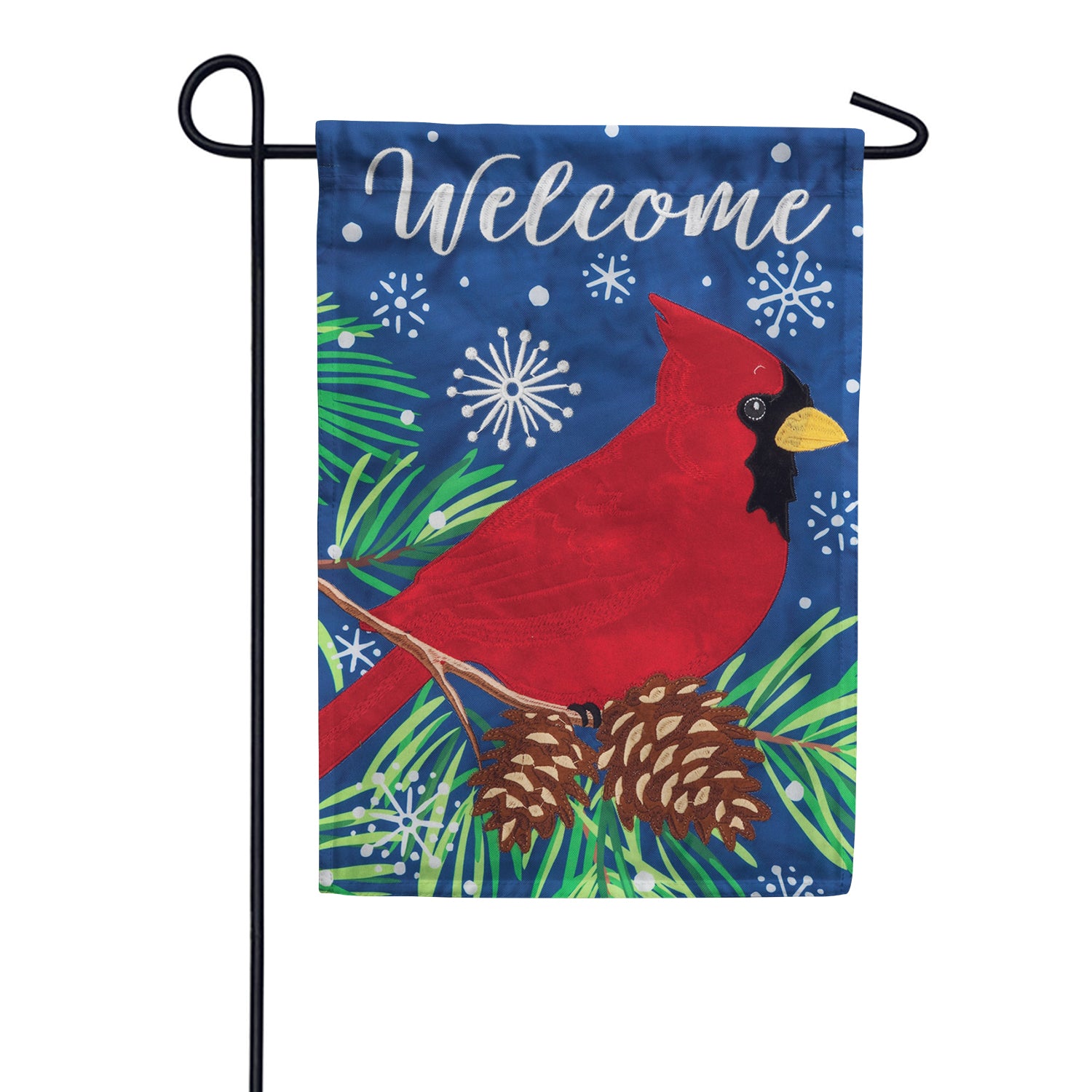 Custom Decor Applique Garden Flag - Cardinal On Blue