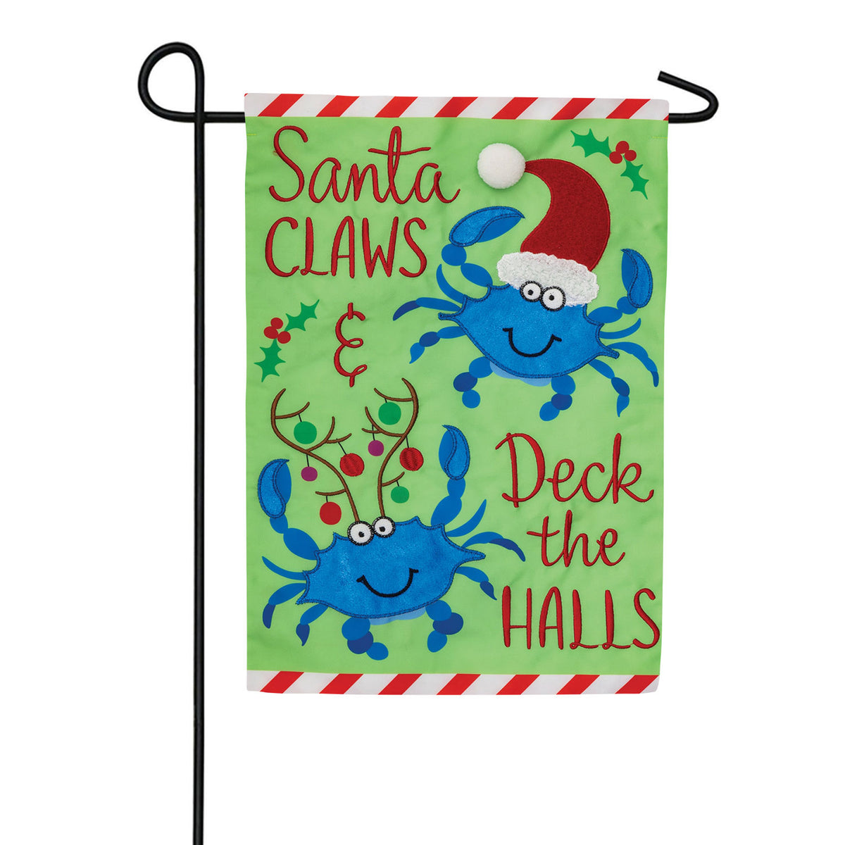 Custom Decor Applique Garden Flag - Christmas Crabs