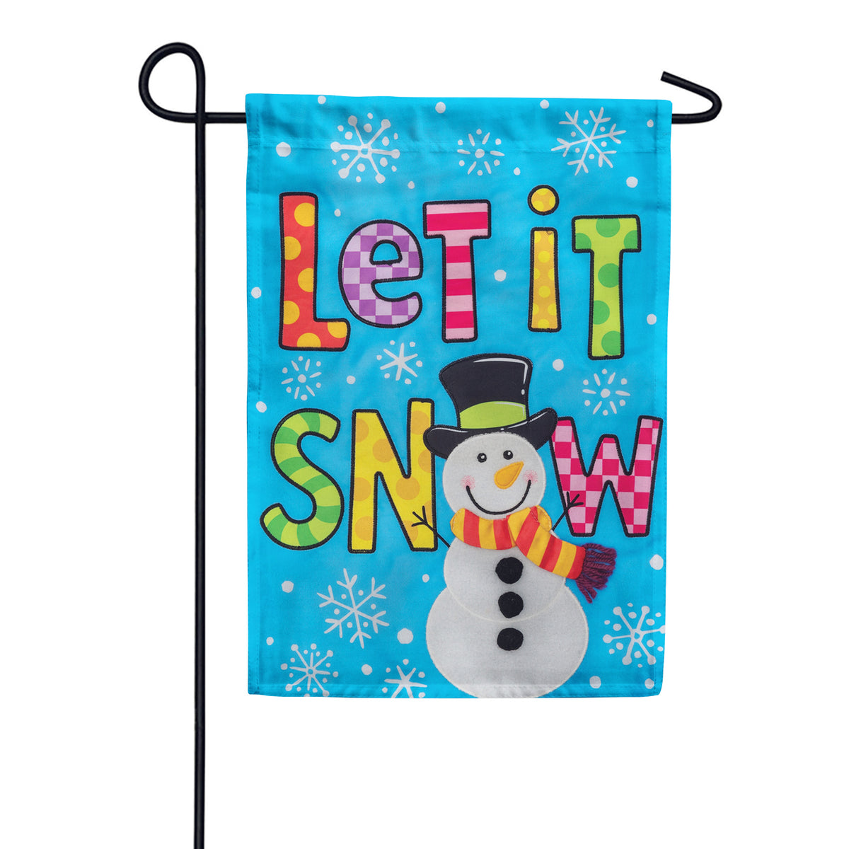 Custom Decor Applique Garden Flag - Bright Snowman