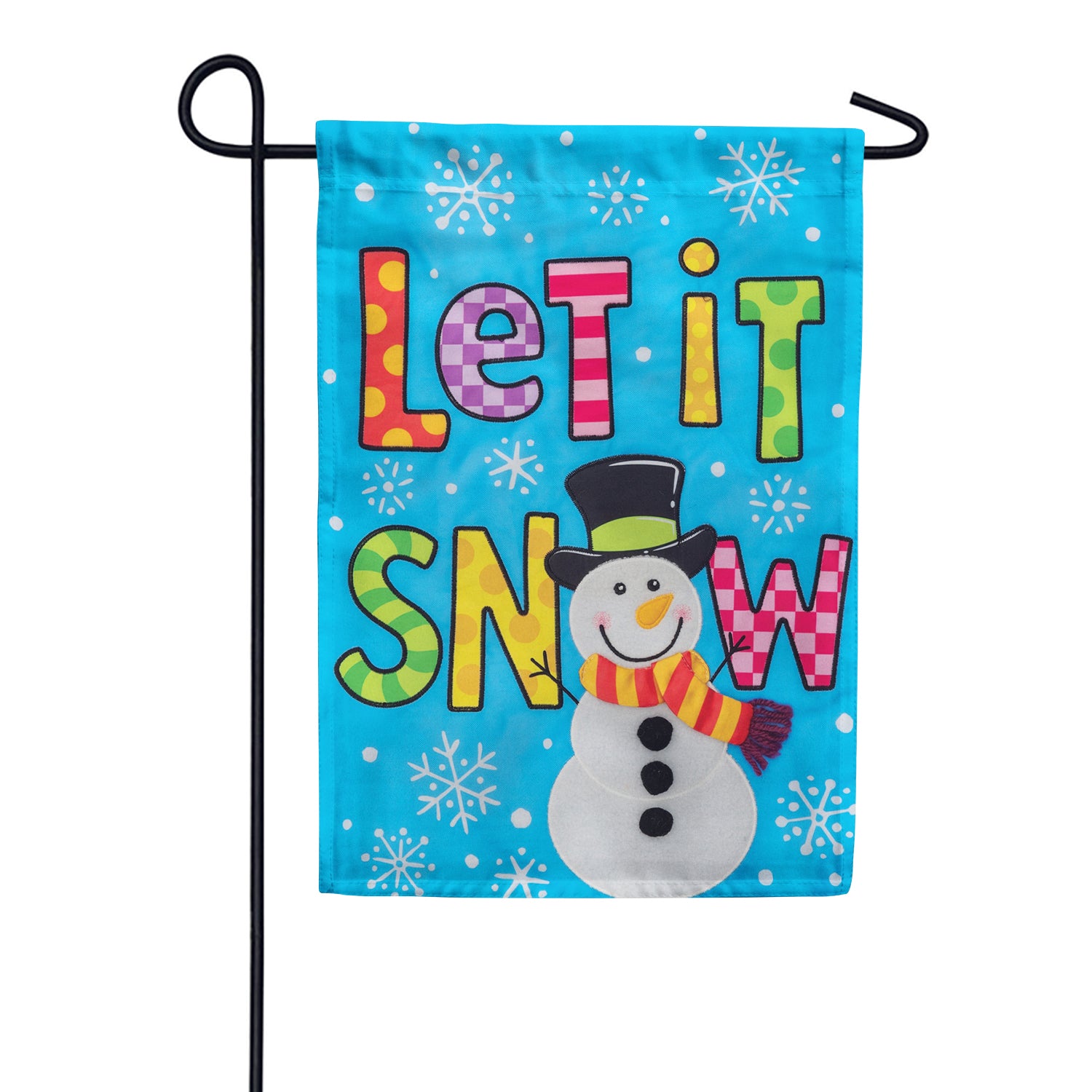 Custom Decor Applique Garden Flag - Bright Snowman