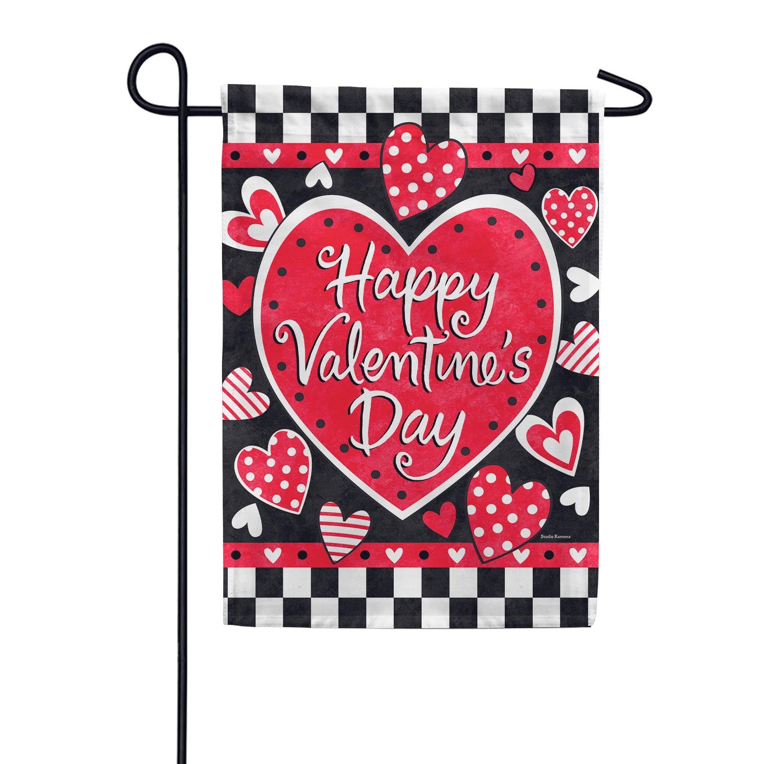 Valentine's Check Double Sided Garden Flag