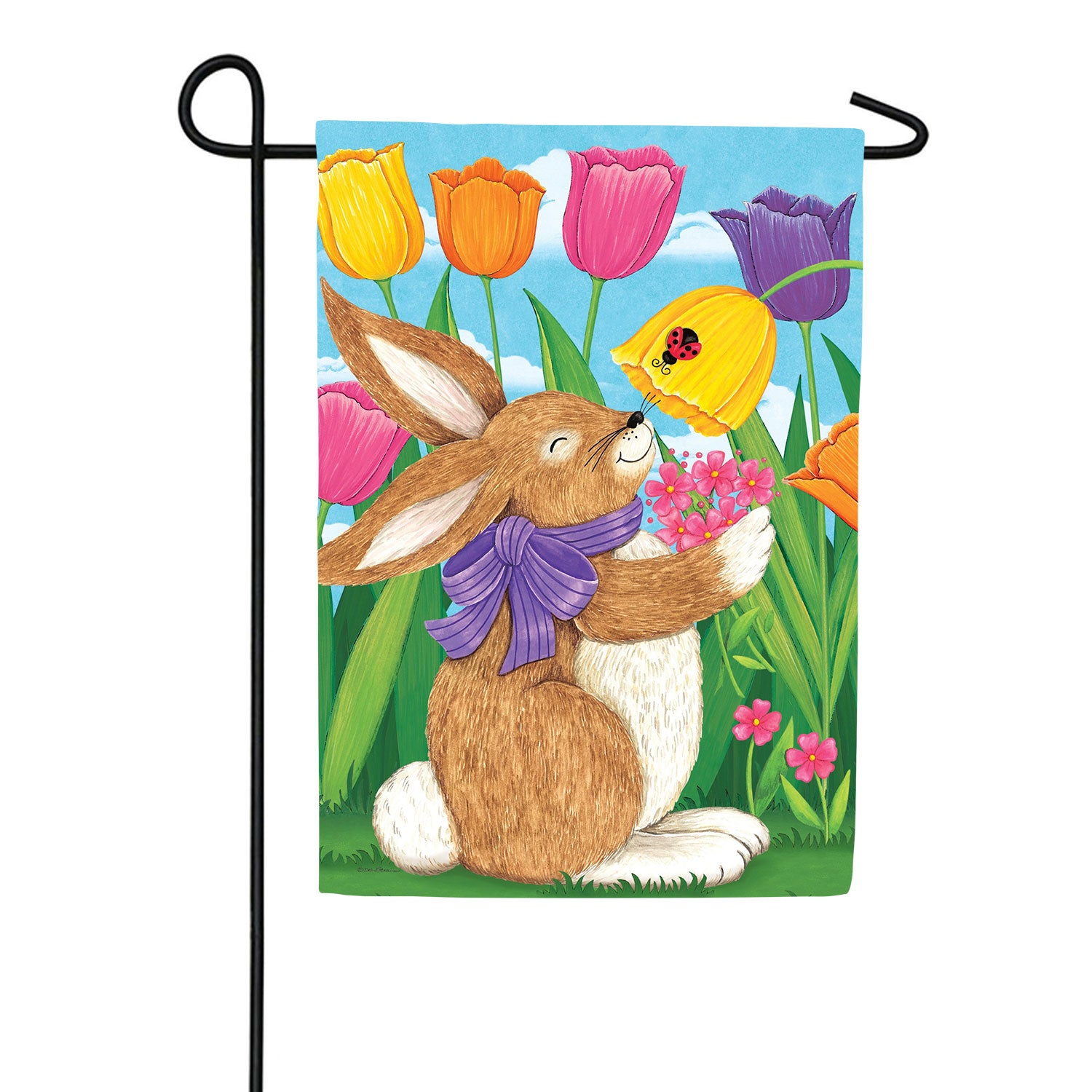 Tulip Bunnies Double Sided Garden Flag