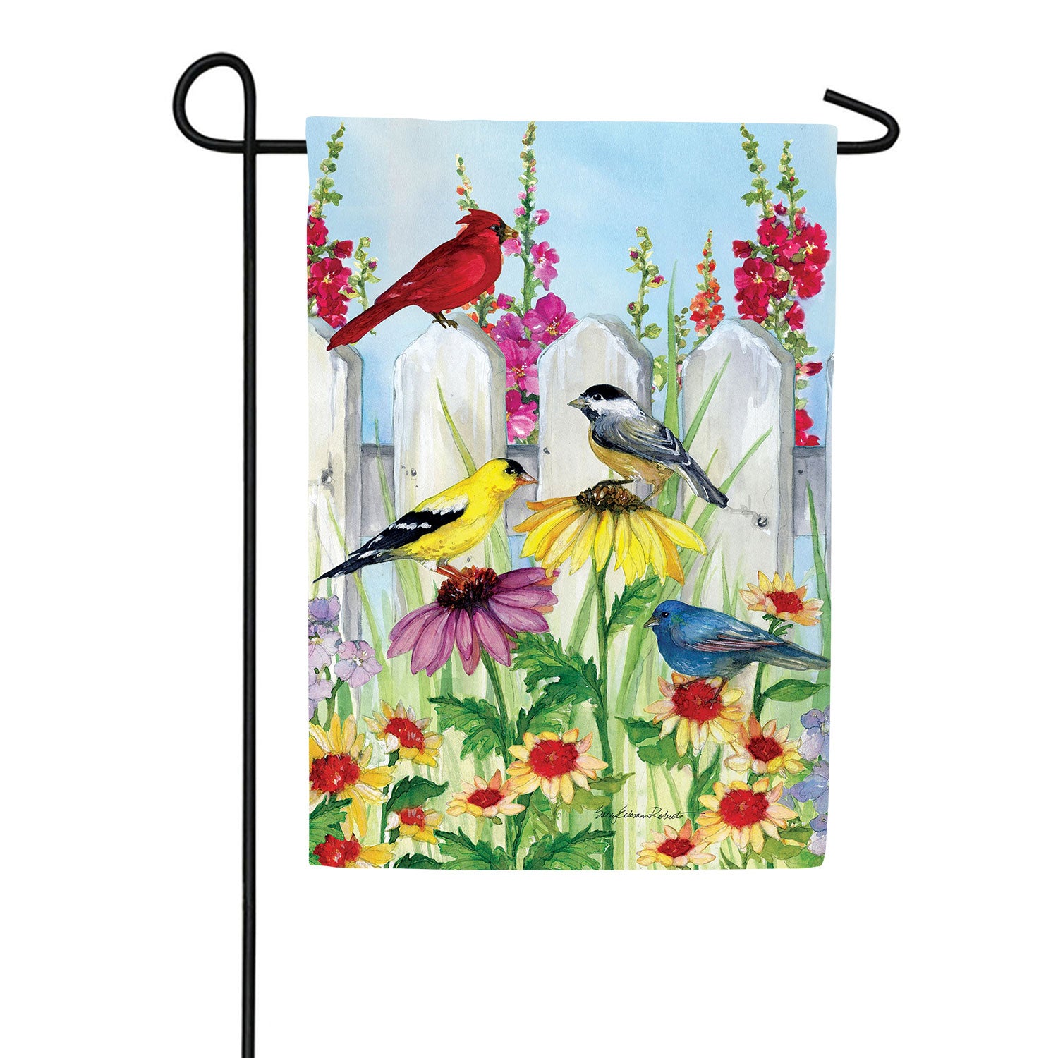 Songbird Fence Double Sided Garden Flag