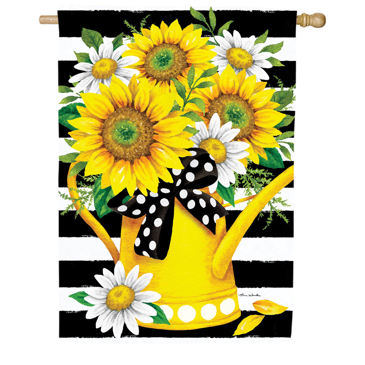 Sunflower Watering Can Double Sided House Flag