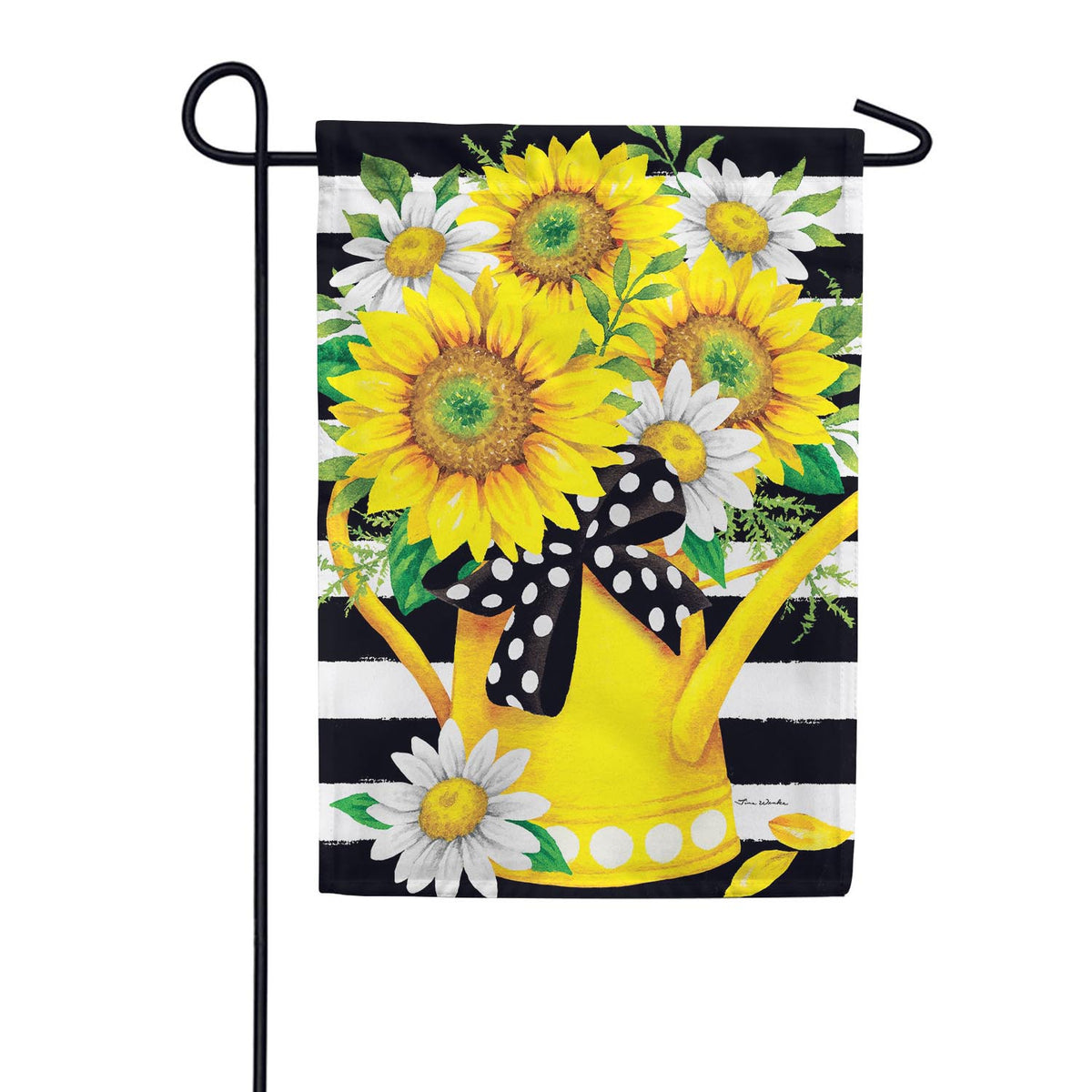 Sunflower Watering Can Double Sided Garden Flag