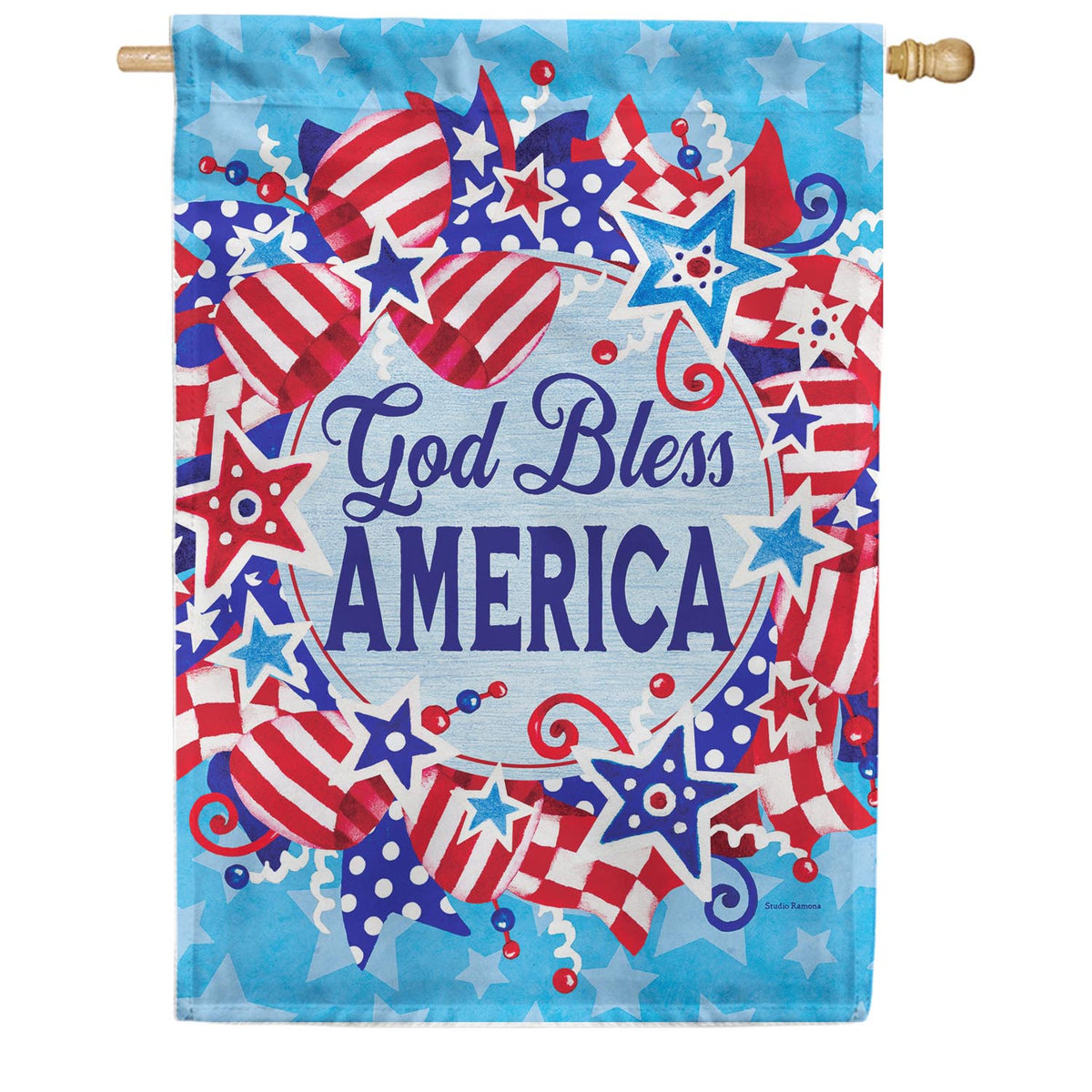 God Bless Wreath Double Sided House Flag