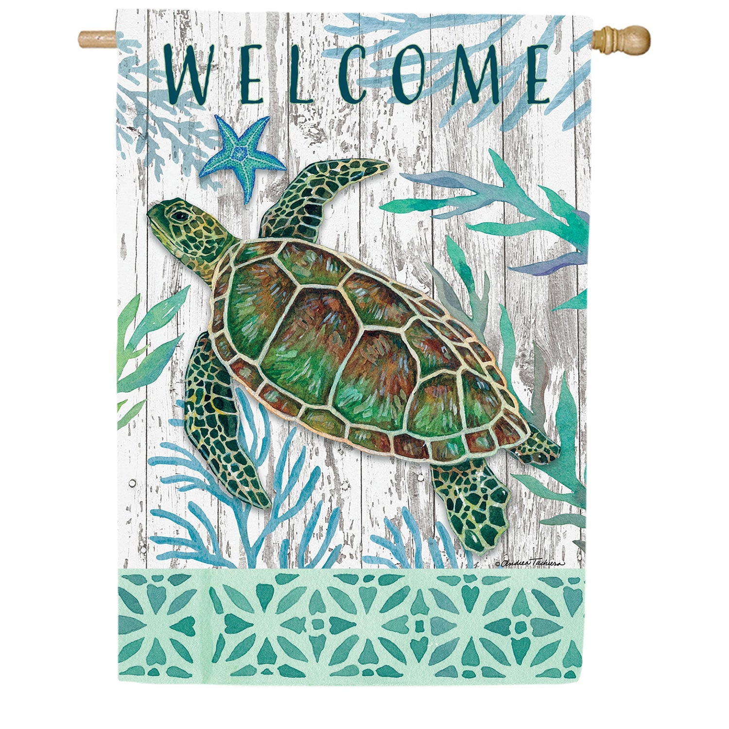Sea Green Turtle Double Sided House Flag