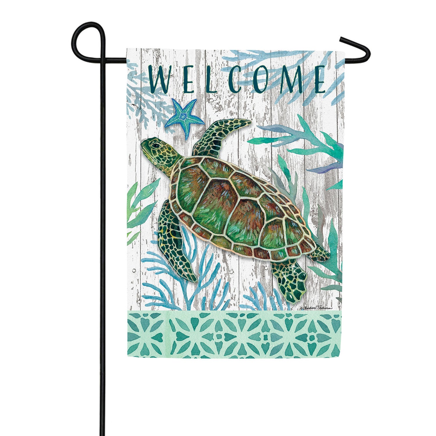 Sea Green Turtle Double Sided Garden Flag