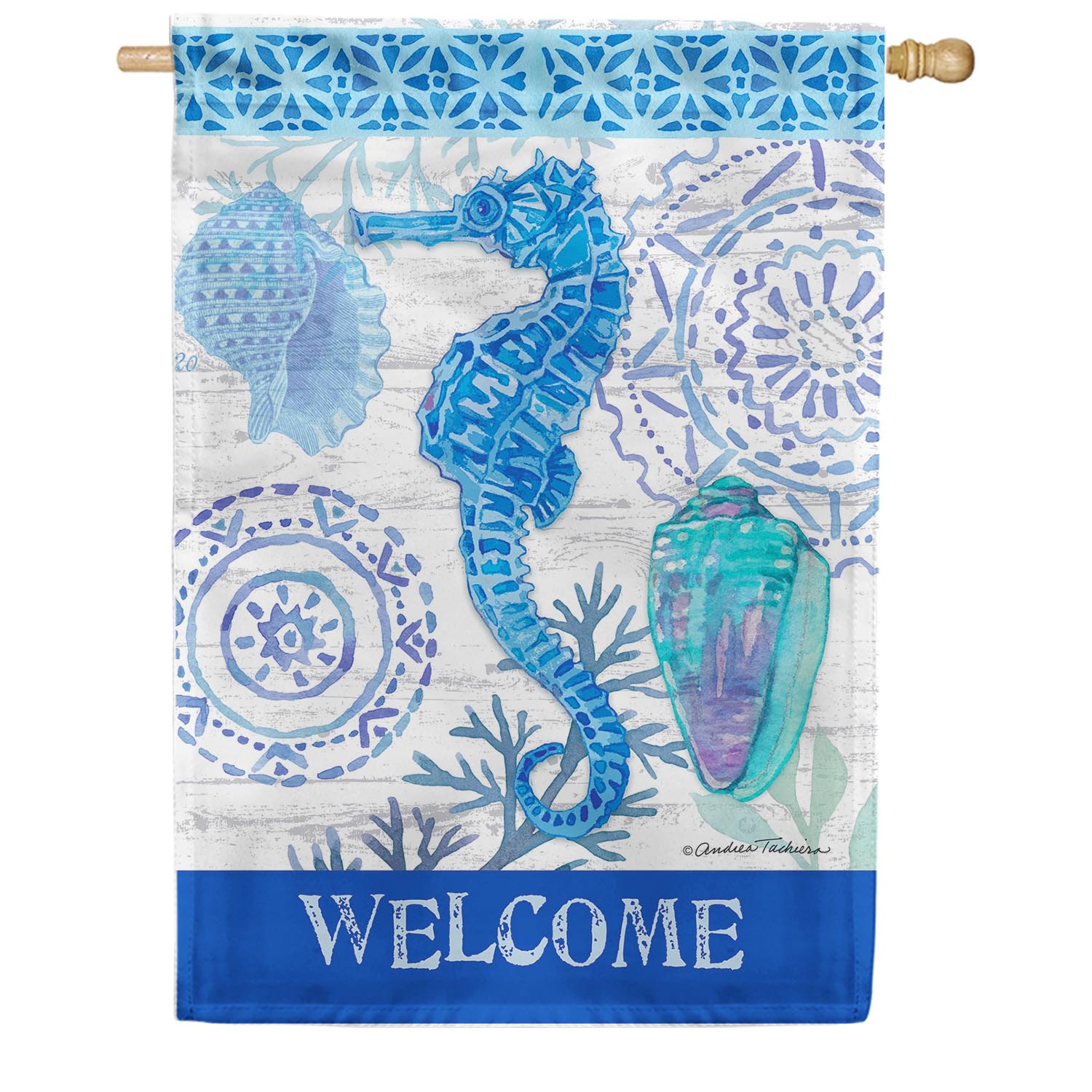 Blue Seahorse Double Sided House Flag