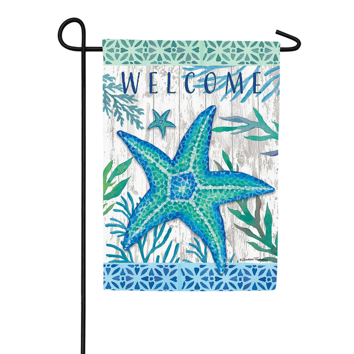 Teal Starfish Double Sided Garden Flag