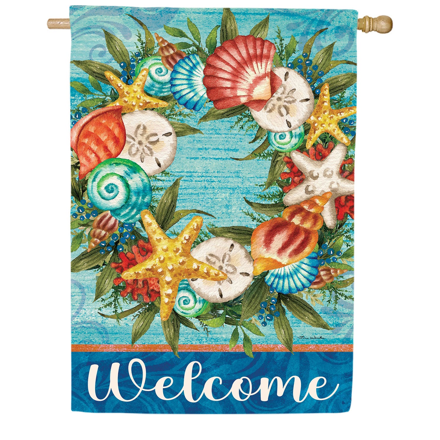 Sea Star Wreath Double Sided House Flag