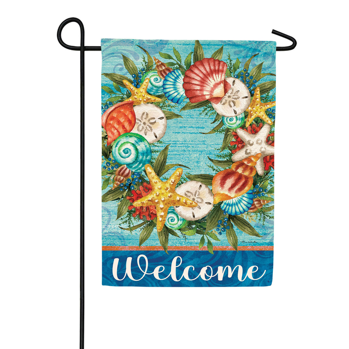 Sea Star Wreath Double Sided Garden Flag