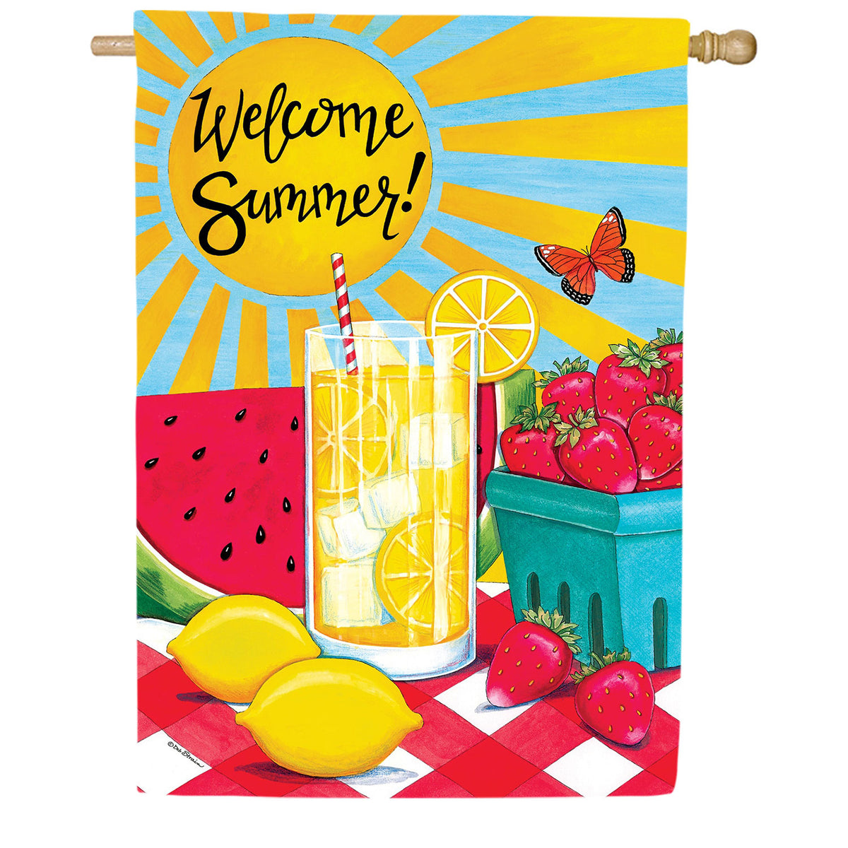 Sunny Watermelon Double Sided House Flag