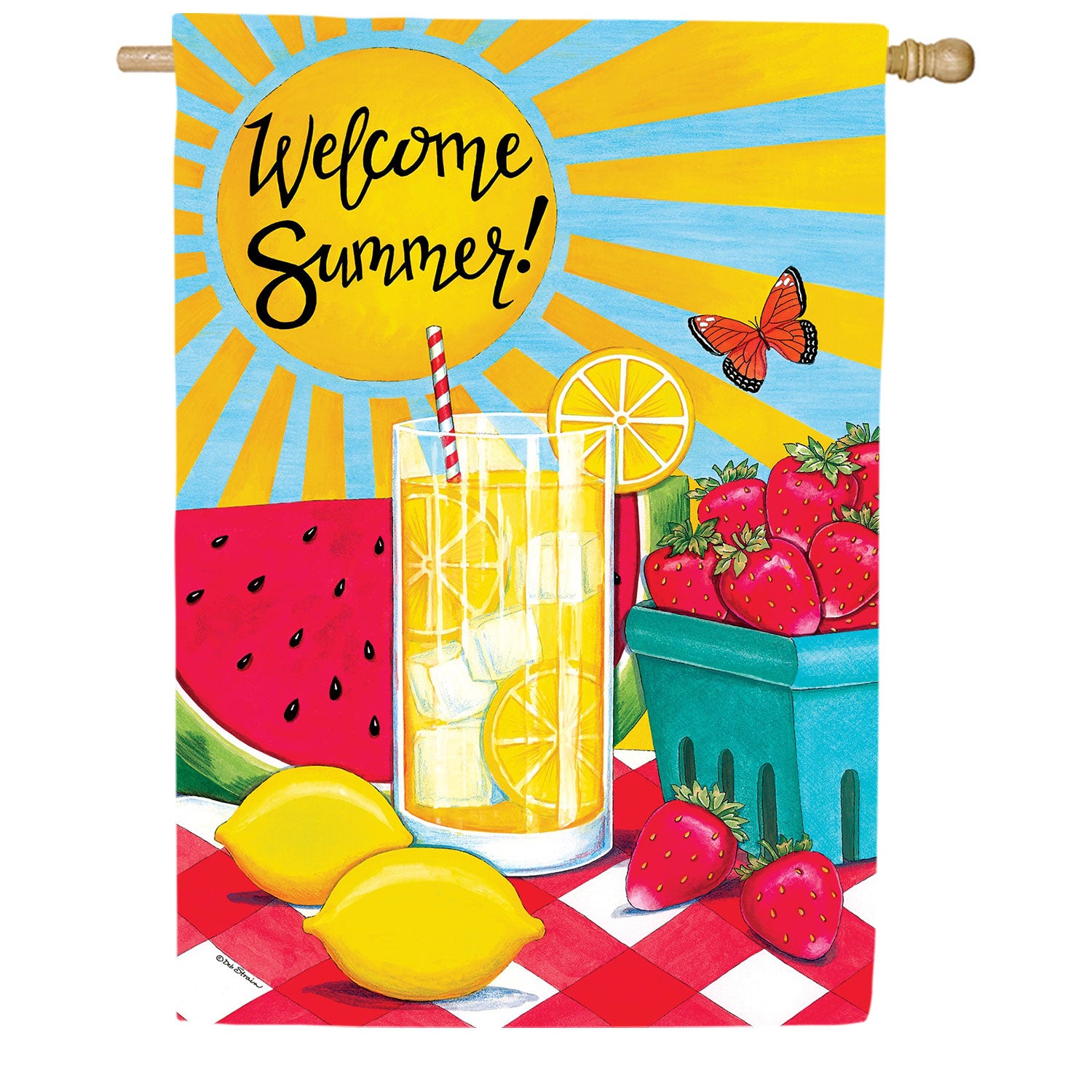 Sunny Watermelon Double Sided House Flag