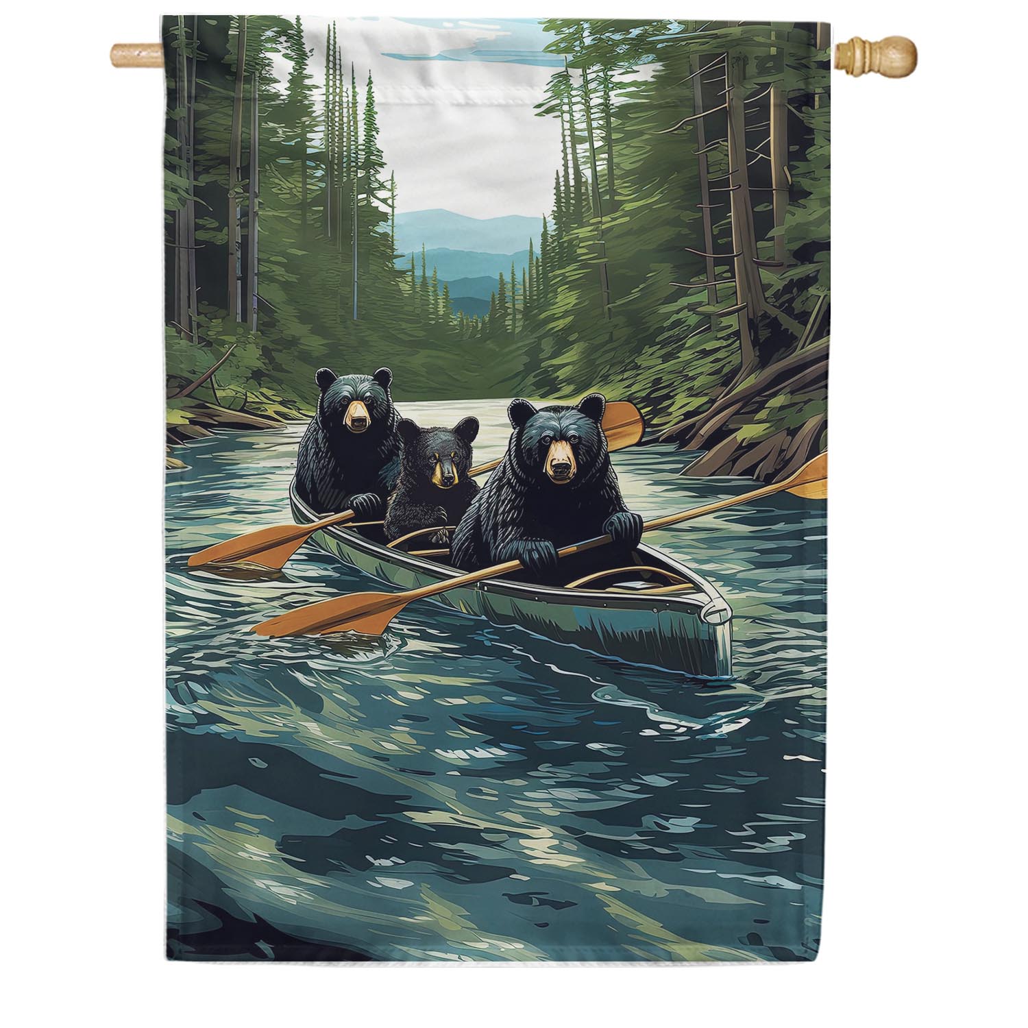Bear Canoe Double Sided House Flag