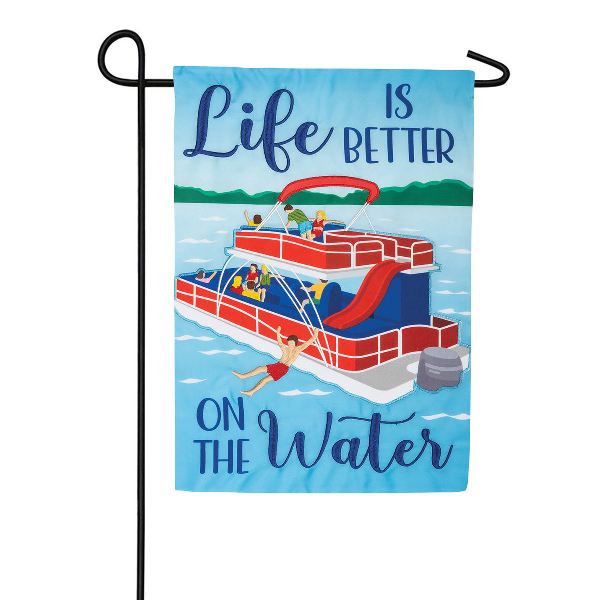 Pontoon Applique Garden Flag