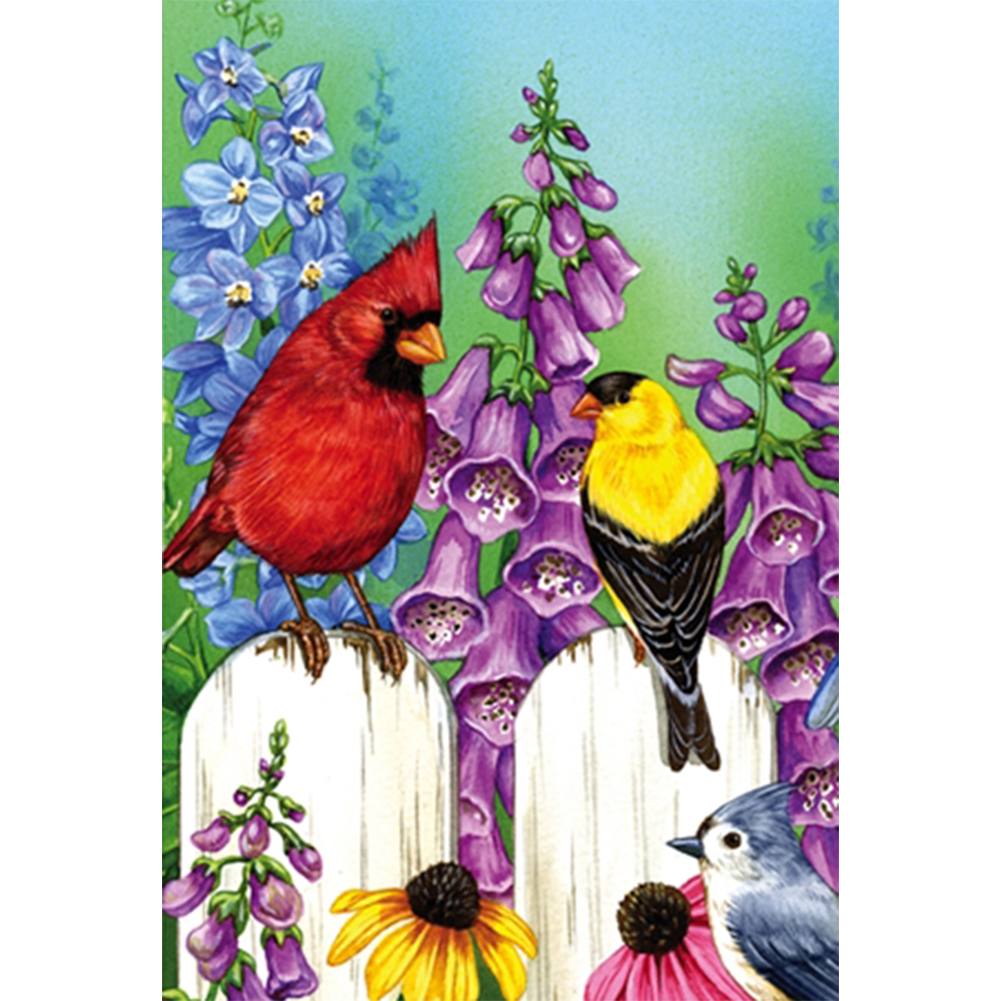 Birds On Fence House Flag
