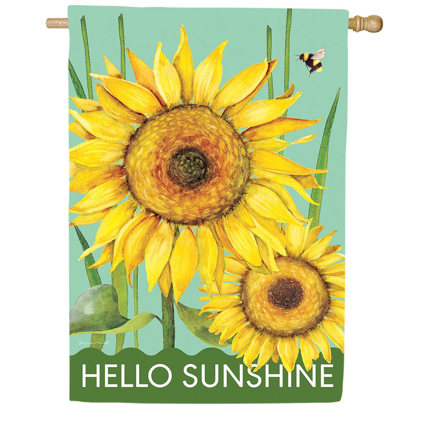 Evergreen Hello Sunshine Burlap House Flag