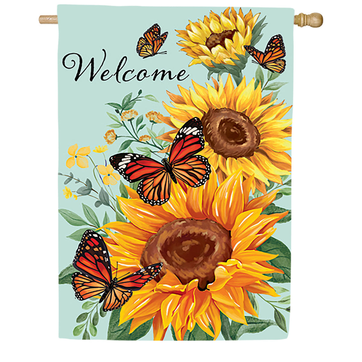 Evergreen Butterfly Glow Burlap House Flag