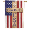Evergreen Patriotic Cross Burlap House Flag